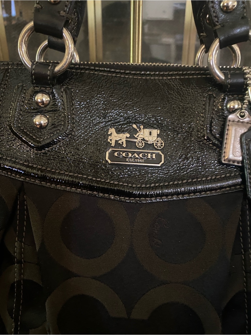 Coach Black Signature Jacquard Tote with Leather Accents -Y2K- non-smoker - Picture 2 of 16